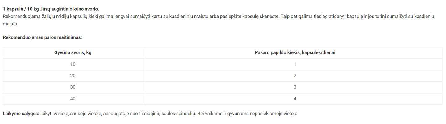 Reavet žaliųjų midijų maisto papildas šunims, kapsulėmis 100vnt.