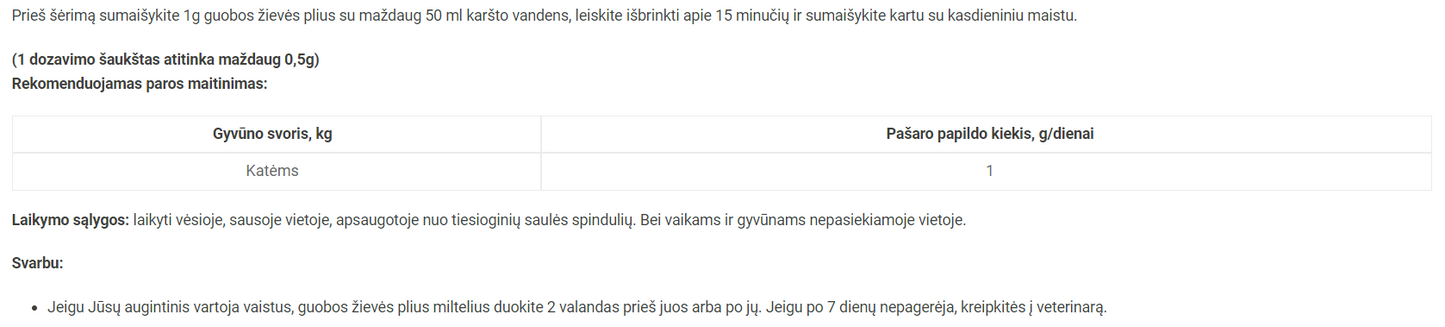 Reavet guobos žievės plius maisto papildas katėms, milteliai 50g