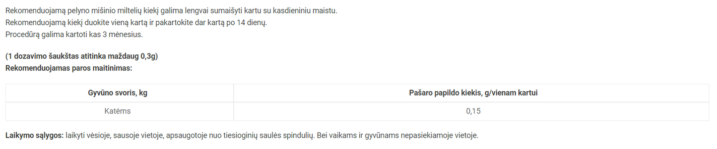 Reavet pelyno mišinio maisto papildas katėms, milteliai 20g