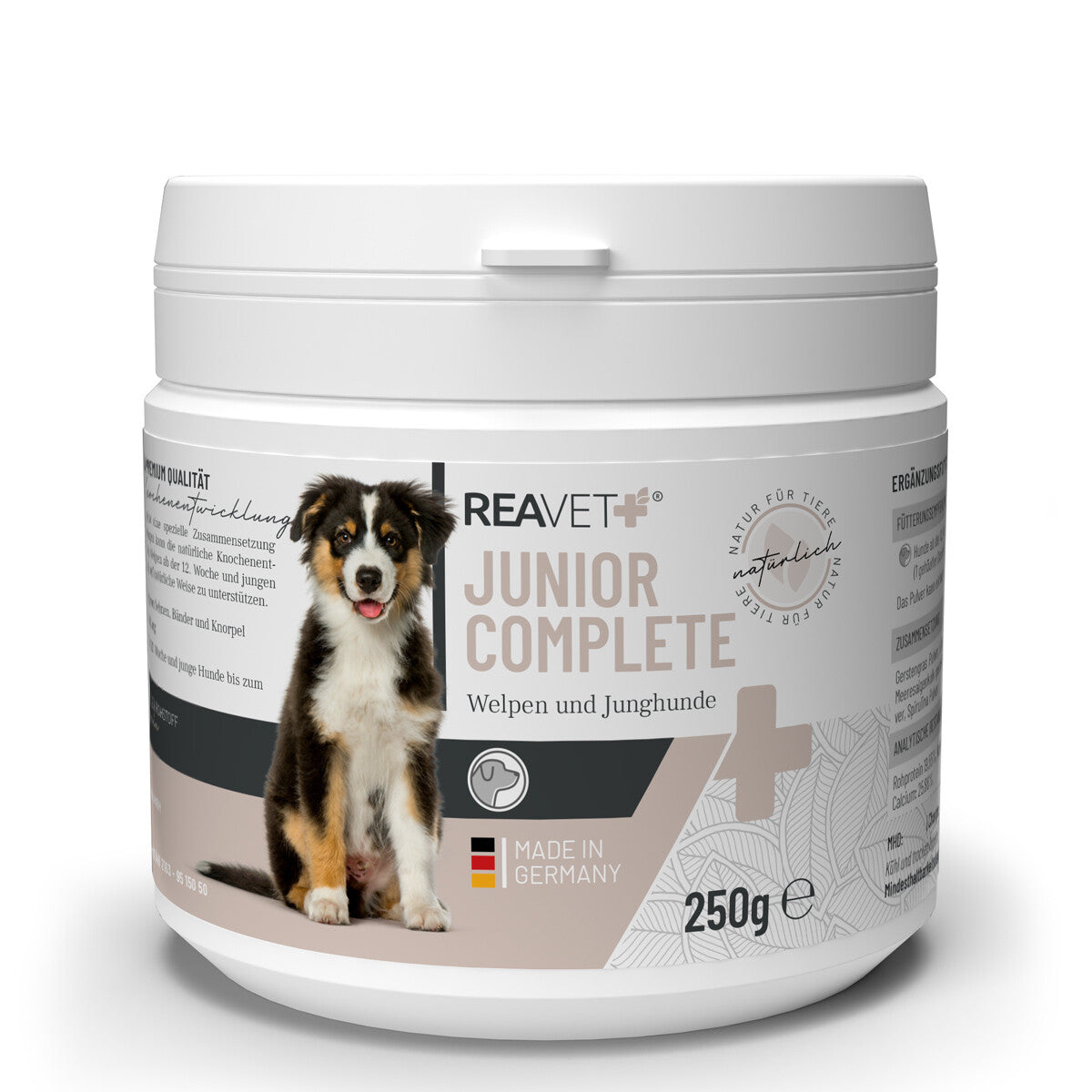 Reavet Junior complete maisto papildas šunims, milteliai 250g