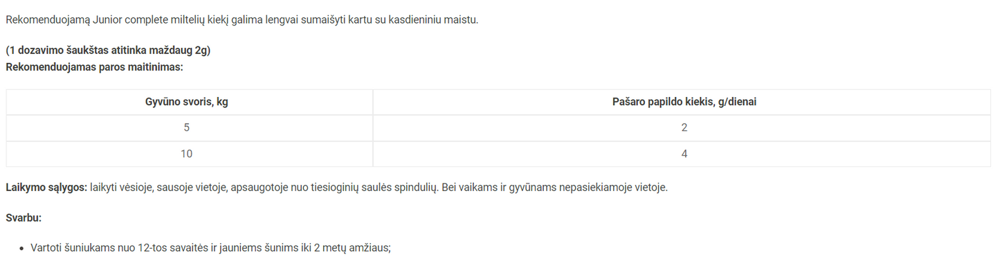 Reavet Junior complete maisto papildas šunims, milteliai 250g