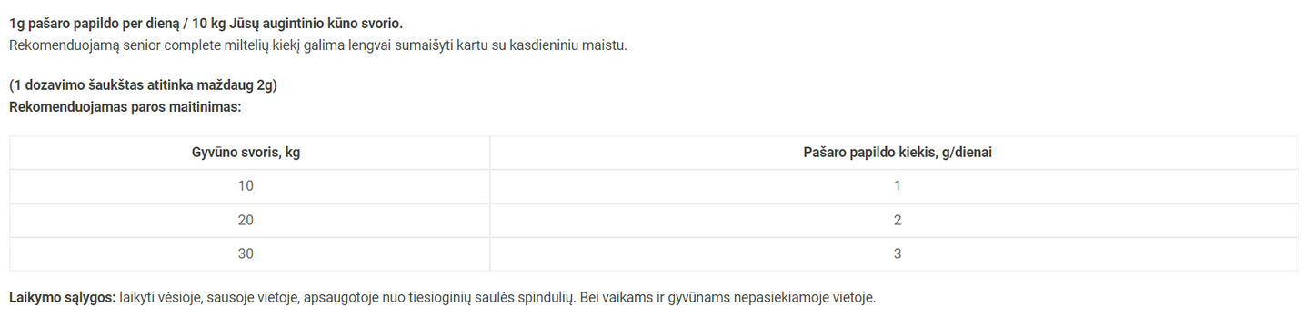 Reavet senior complete maisto papildas šunims, milteliai 250g