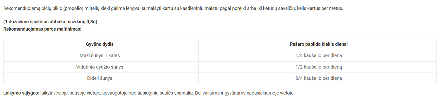 Reavet bičių pikio (propolio) ekstraktas šunims ir katėms, milteliai 20g