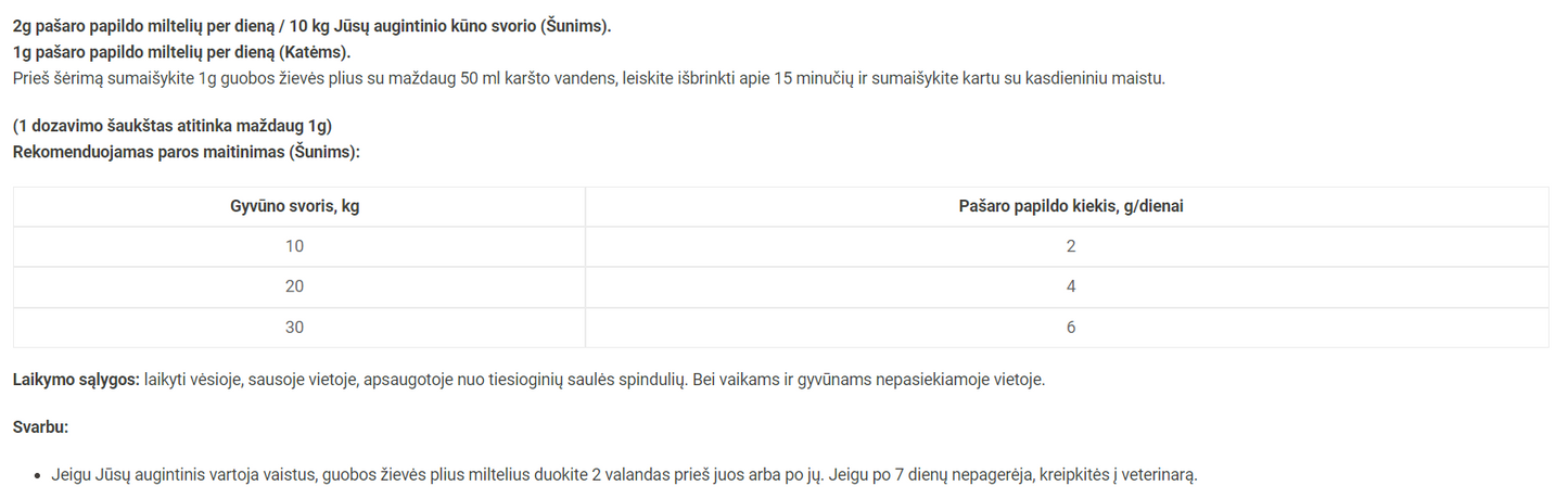 Reavet guobos žievės plius maisto papildas šunims ir katėms, milteliai 120g