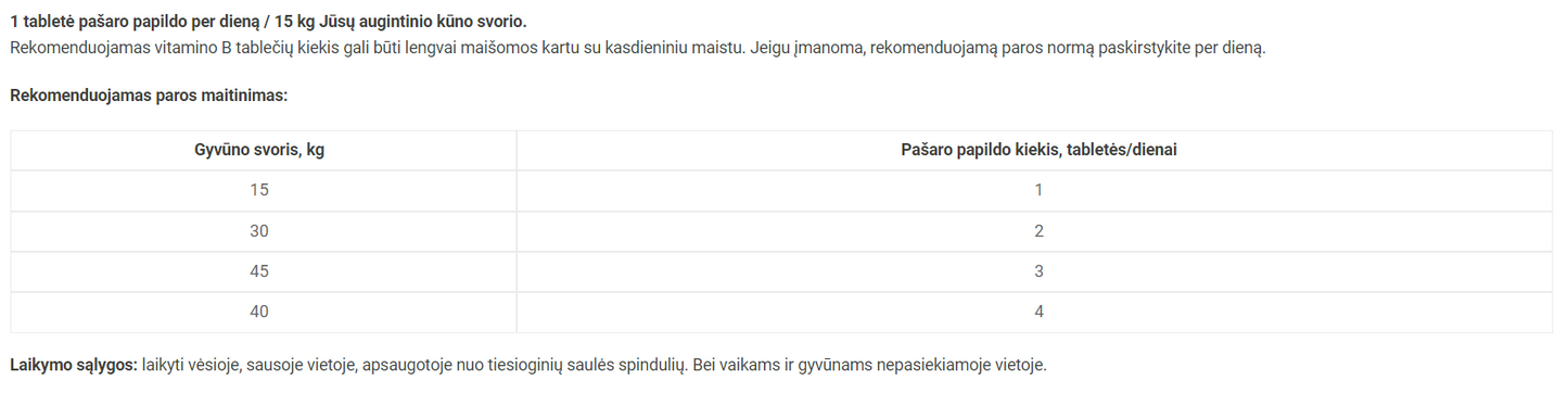 Reavet vitamino B komplekso maisto papildas šunims, tabletės 180g