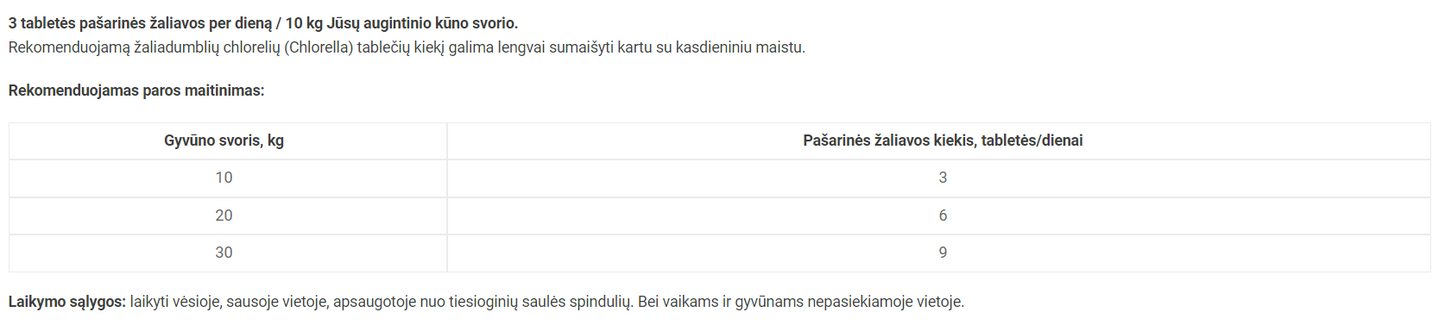 Reavet žaliadumblių chlorelės šunims, tabletės 500g