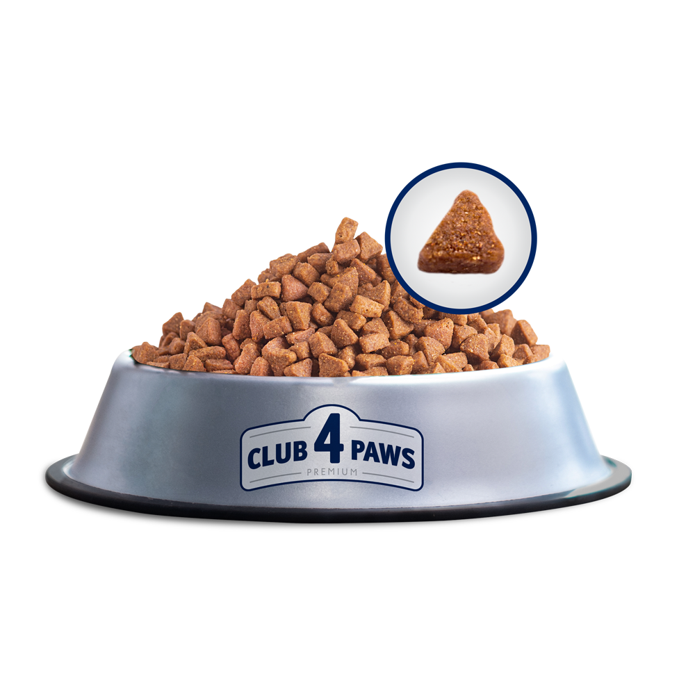 Club4Paws sausas šunų maistas su dideliu kiekiu VIŠTIENOS, visų veislių šuniukams. 14kg