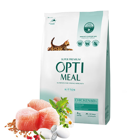 SUPER PREMIUM Optimeal sausas kačiukų maistas su vištiena  4kg