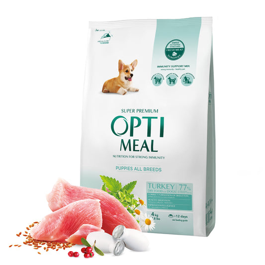 Optimeal sausas šuniukų maistas SU KALAKUTIENA 4kg