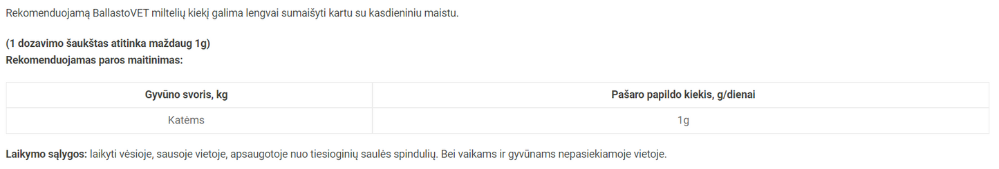 Reavet BallastoVET maisto papildas katėms, milteliai 50g