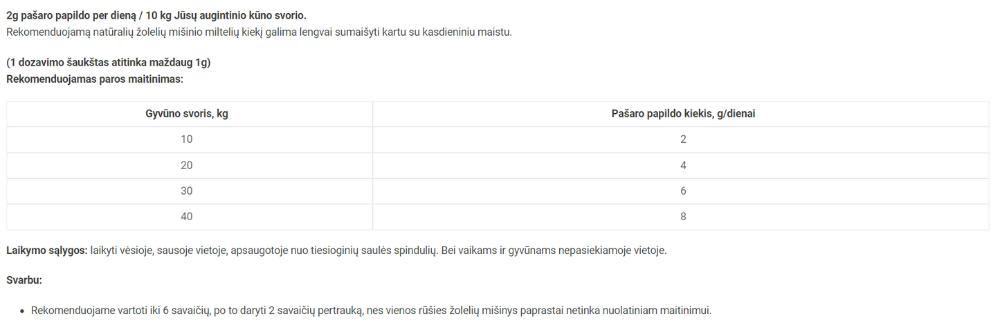Reavet natūralių žolelių mišinys maisto papildas šunims, milteliai 250g