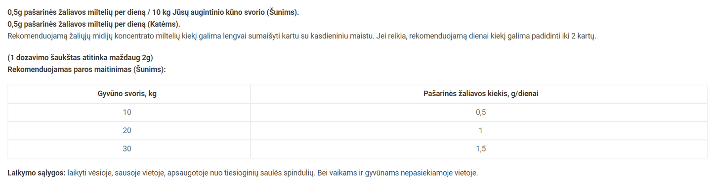 Reavet žaliųjų midijų ekstraktas šunims ir katėms, milteliai 100g
