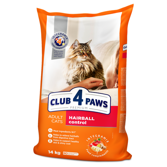 Club4Paws sausas kačių maistas Hairball control SU VIŠTIENA 14kg