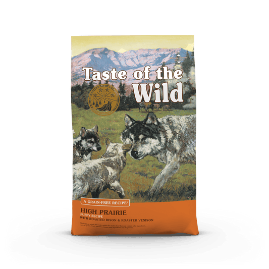 Taste of the Wild High Prairie Puppy sausas begrūdis šunų maistas SU BIZONIENA IR ELNIENA mažiems šuniukams, 2kg/12.2 kg