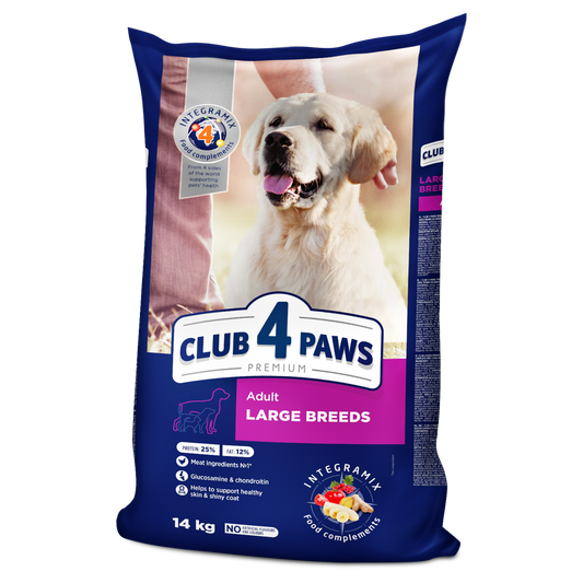 Club4Paws sausas šunų maistas suaugusiems didelių veislių šunims SU VIŠTIENA. 14kg
