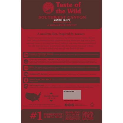 Taste of the Wild Southwest Canyon sausas begrūdis šunų maistas SU ŠERNIENA, 2kg/12.2 kg